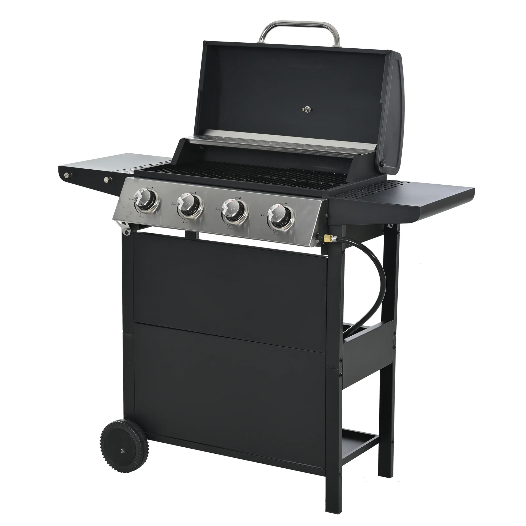 Highsound 3 Burner BBQ Propane Gas Grill, Stainless Steel 25650 BTU Patio Garden Barbecue Grill with Thermometer, Black