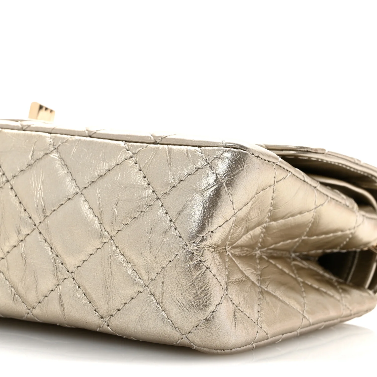Metallic Aged Calfskin Quilted 2.55 Reissue 225 Flap Pale Gold