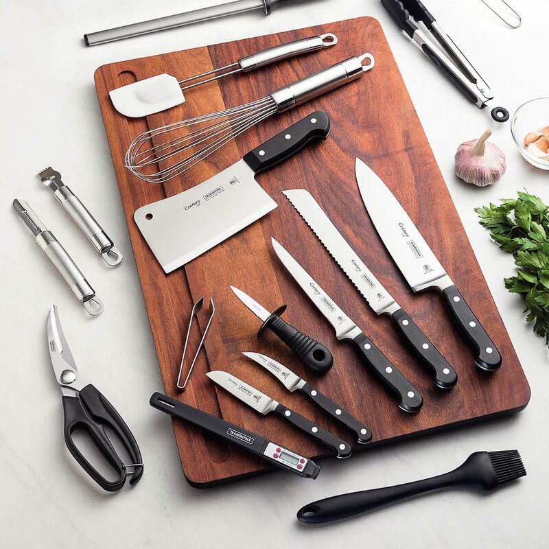 Century kniv- og redskapssett 20 deler svart