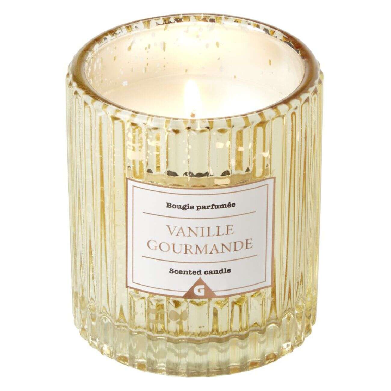 Bougie dans verre design relief senteur vanille gourmande