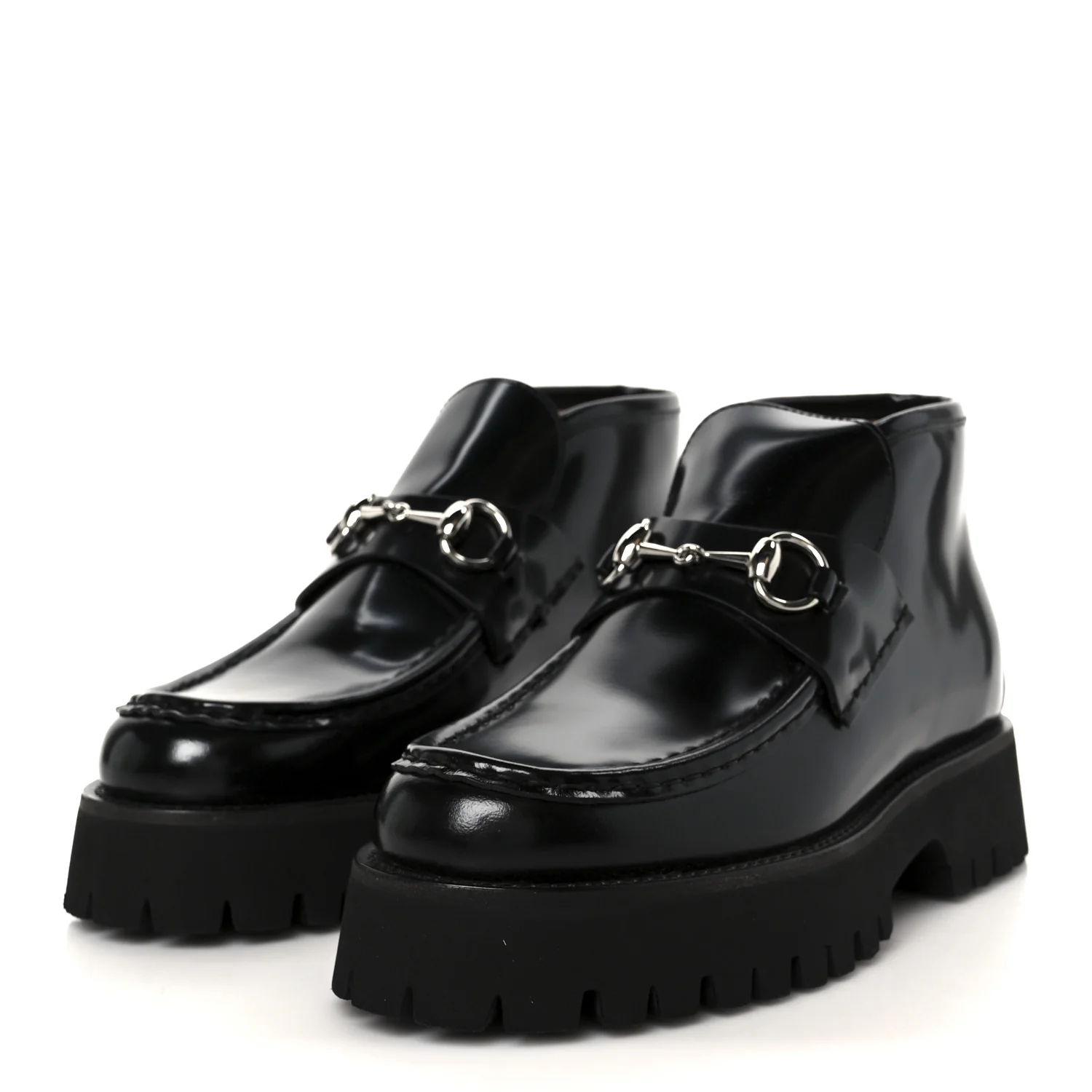 Cordovan Lux Womens Horsebit Platform Ankle Boots 38 Black