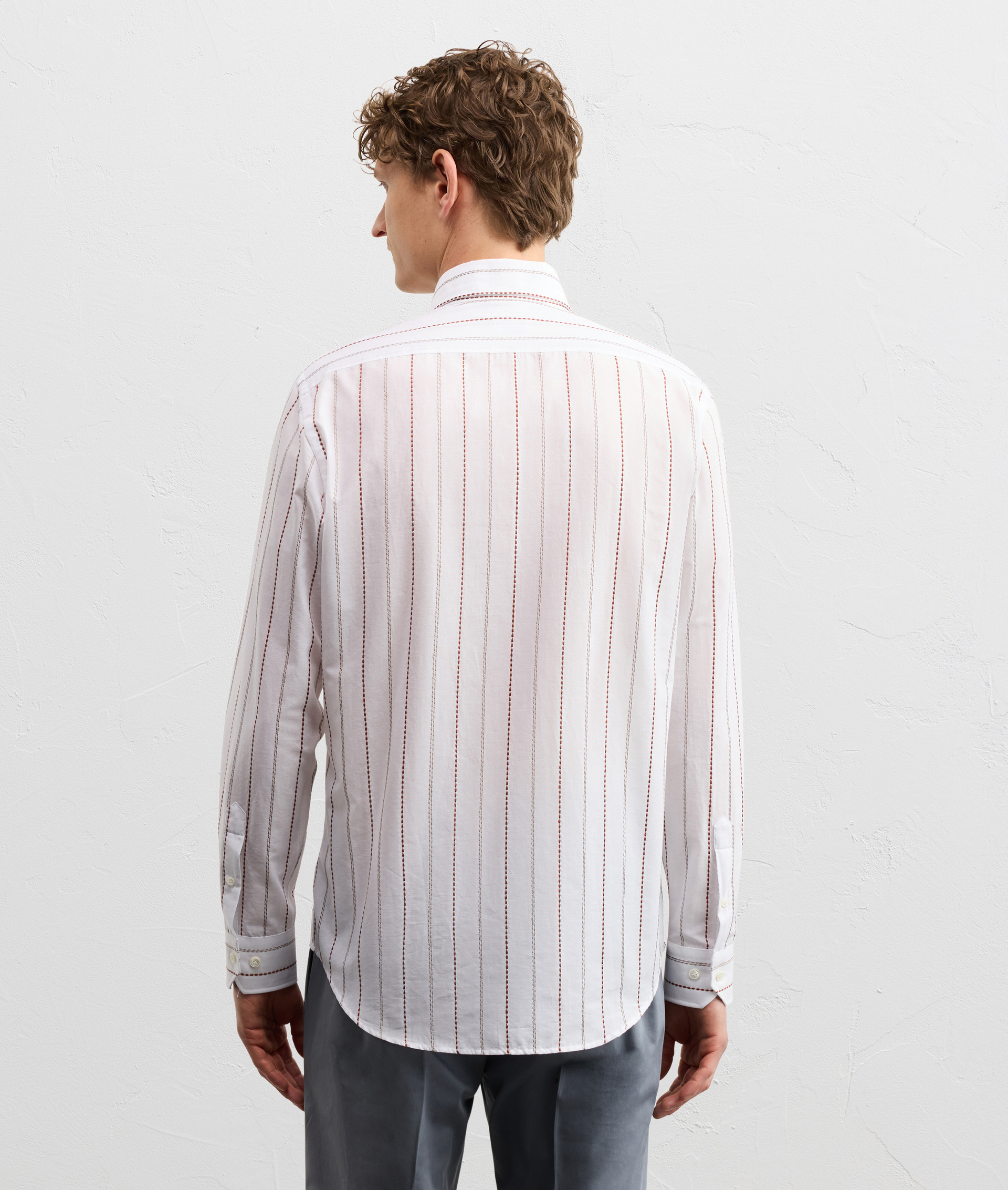 WHITE COTTON FRENCH ONE PIECE PALERMO COLLAR SHIRT
