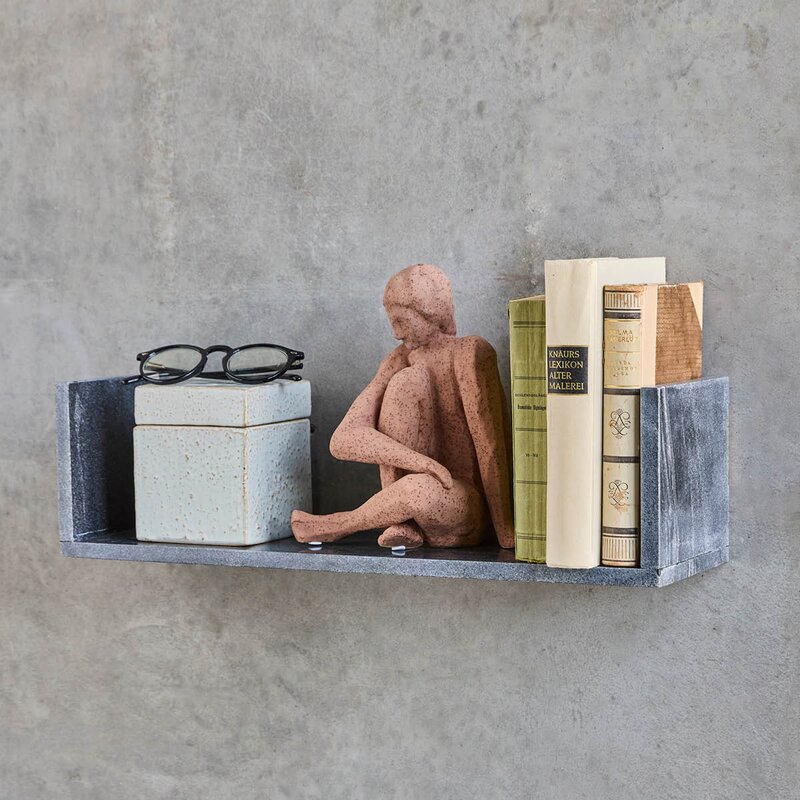 Marr hylle i marmor 50x14x14 cm svart