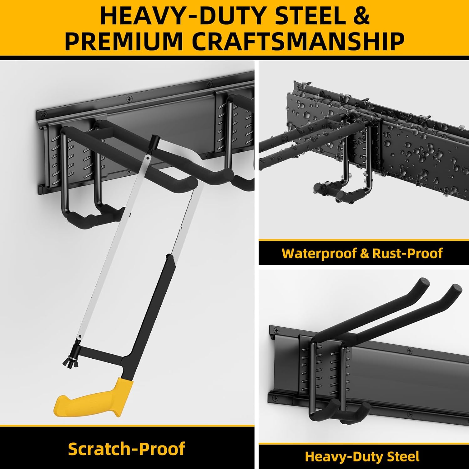 GRENPRO 49.5 Inch Garage Tool Organizer, 6 Double-layer Hooks, Holds 440lbs