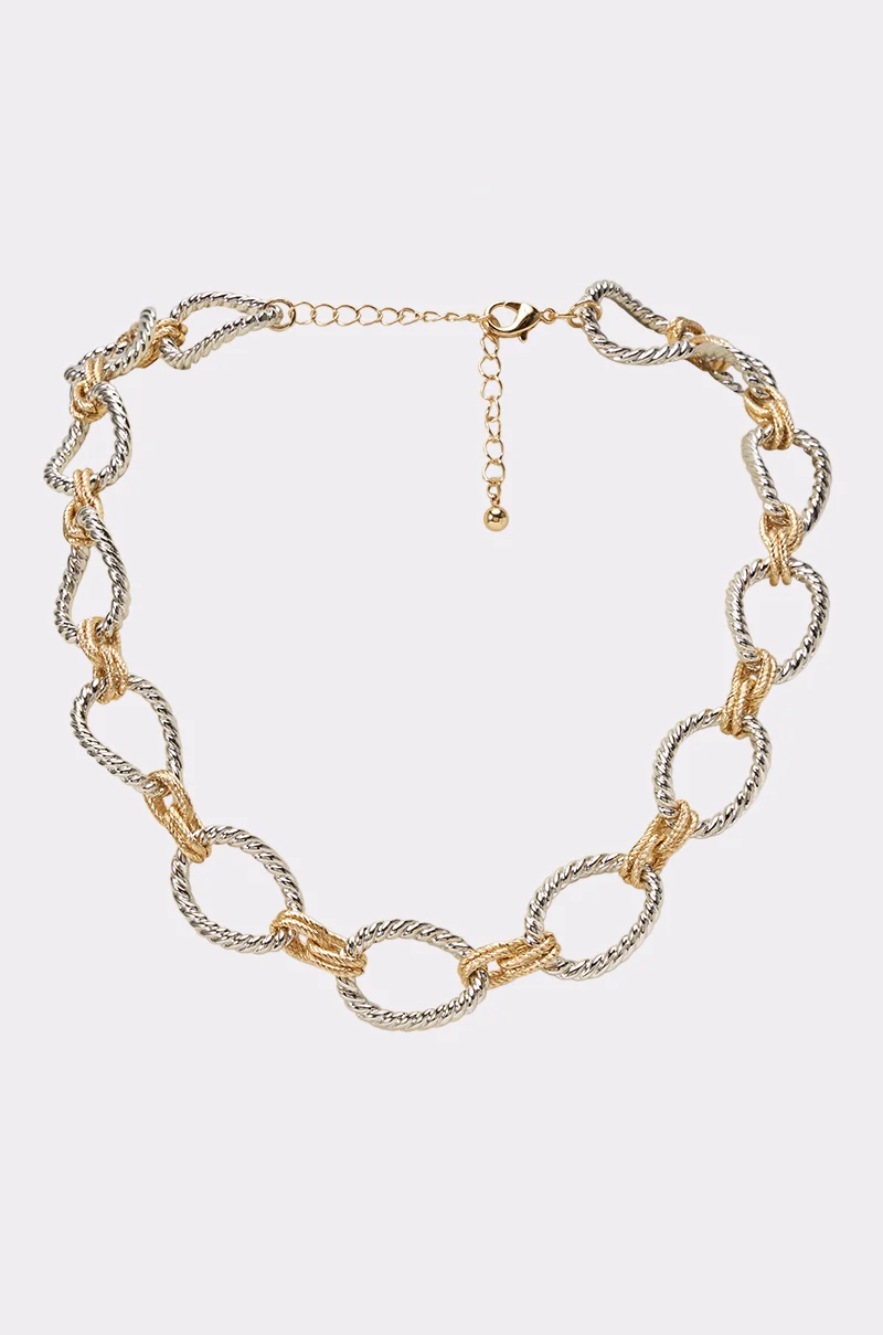 TWO TONE BIG LINK NECKLACE - Akira Store