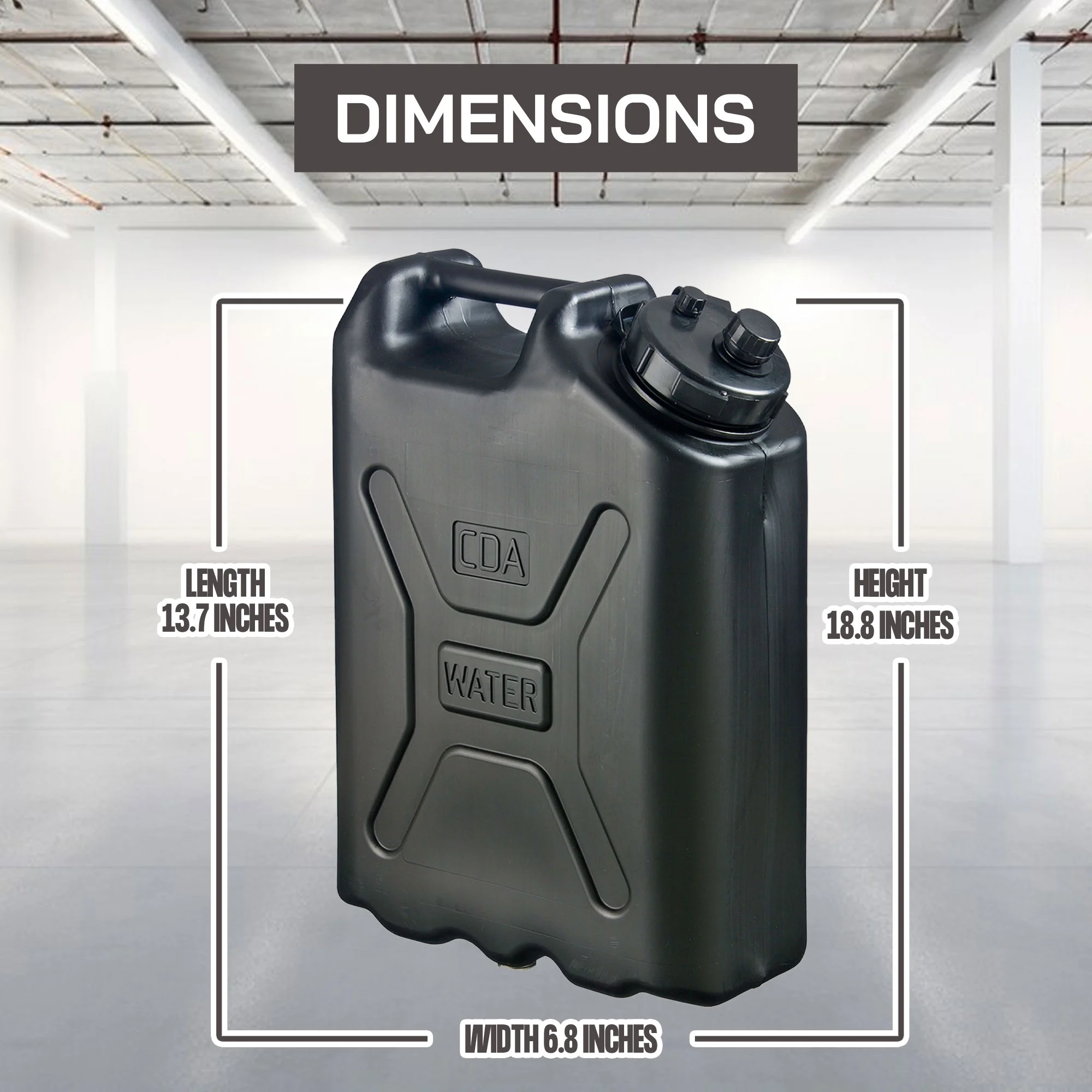5 Gallon Heavy Duty Military Style Water Container, (4 Pack), Black Image 3