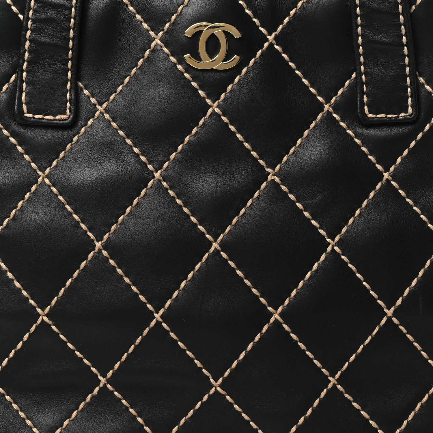 Calfskin Stitch Small Surpique Tote Black