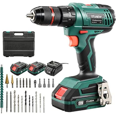 Stanew – Perceuse à percussion sans fil 20V avec 2 batteries 2.0Ah – Couple 35Nm – Mandrin tout métal 1/2" – ST919 — vue 1