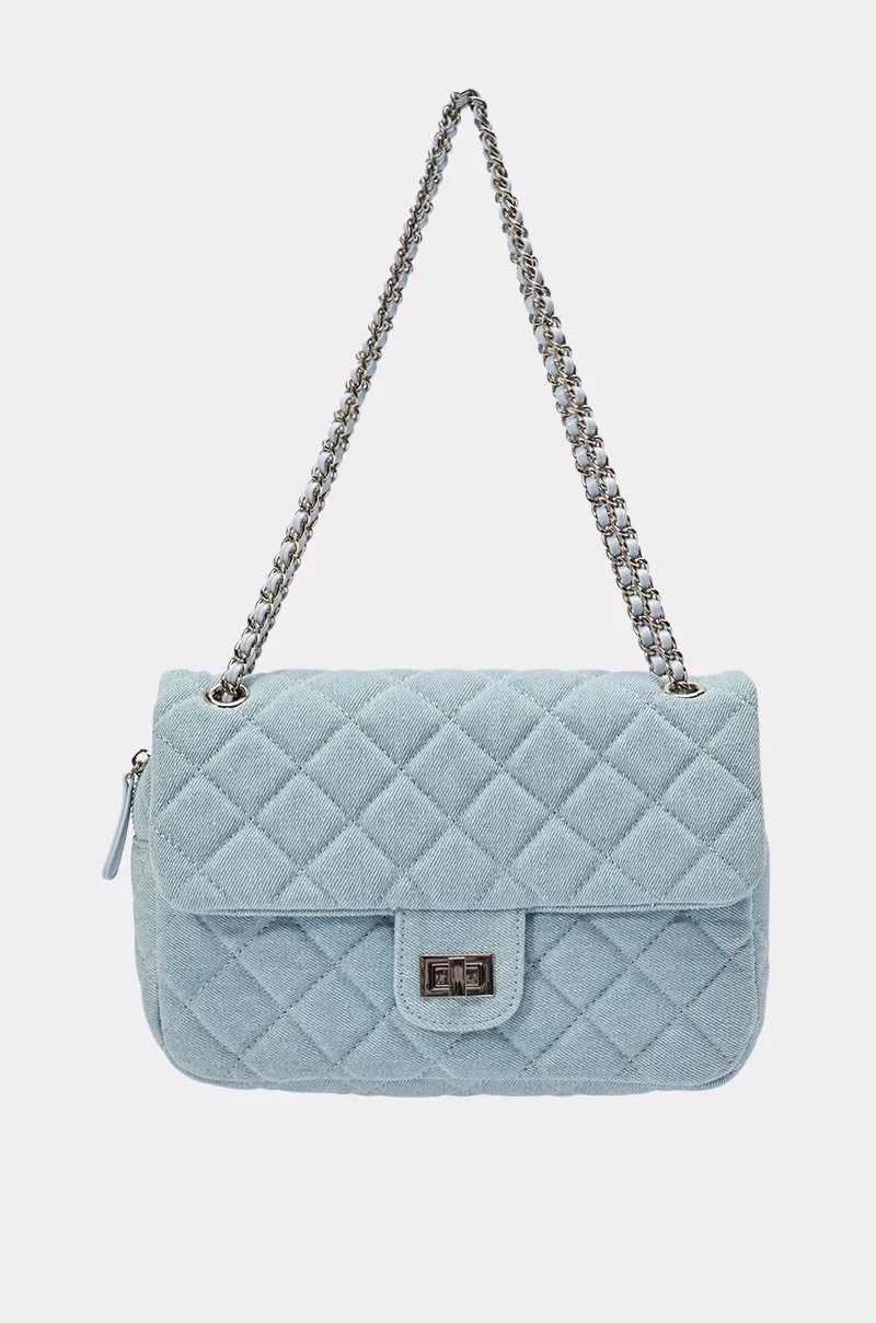 BLUE JEAN BABY DENIM QUILTED PURSE - Akira Store