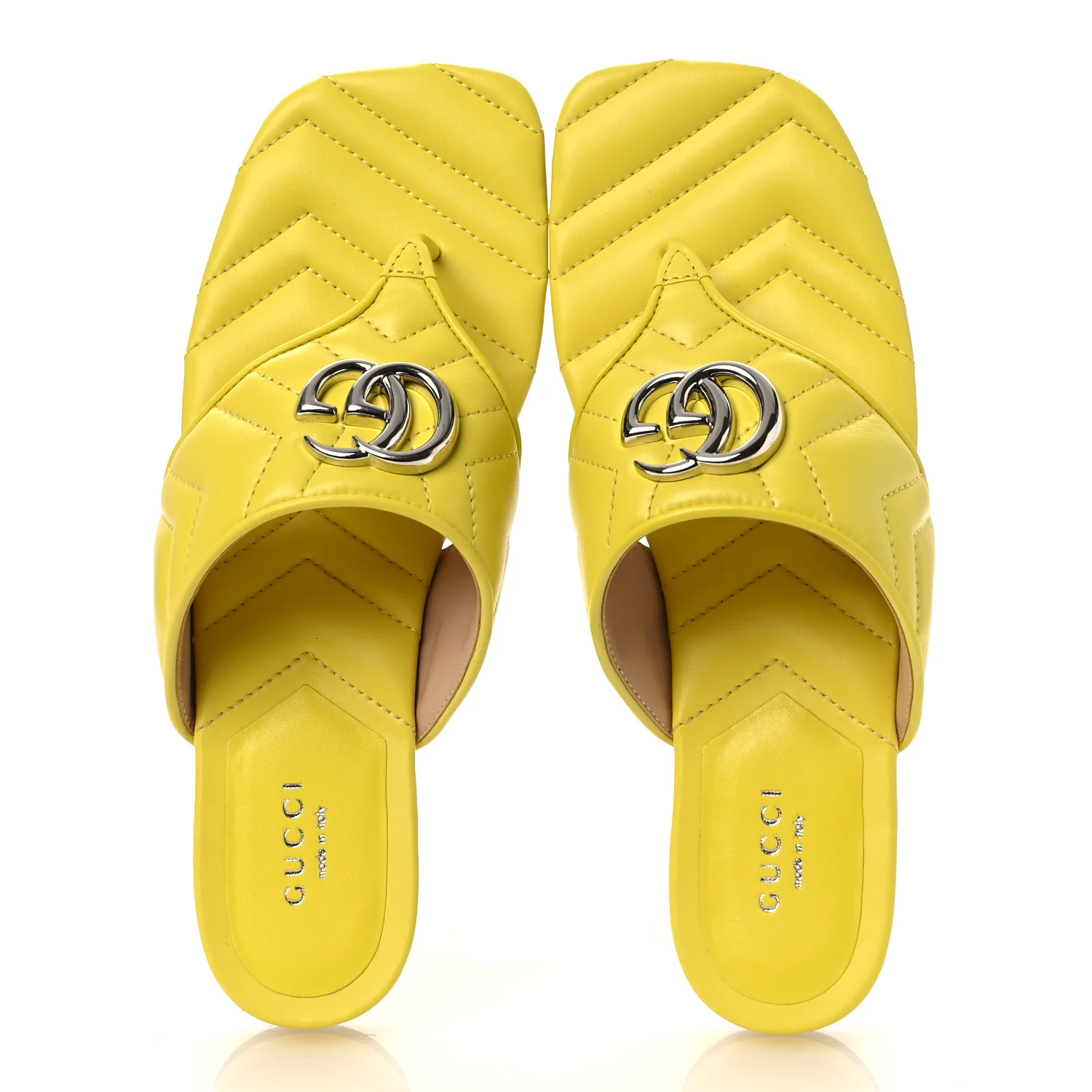 Nappa Charlotte Double G Marmont Thong Sandals 37.5 Acid Lime