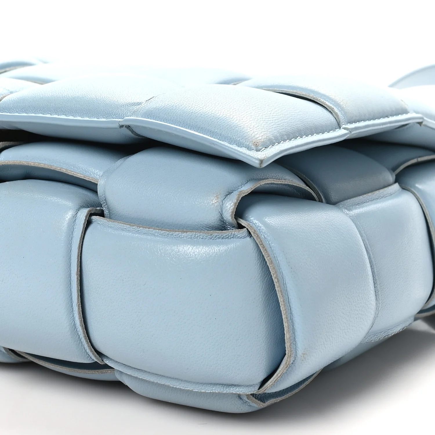 Nappa Maxi Intreccio Padded Cassette Crossbody Bag Ice
