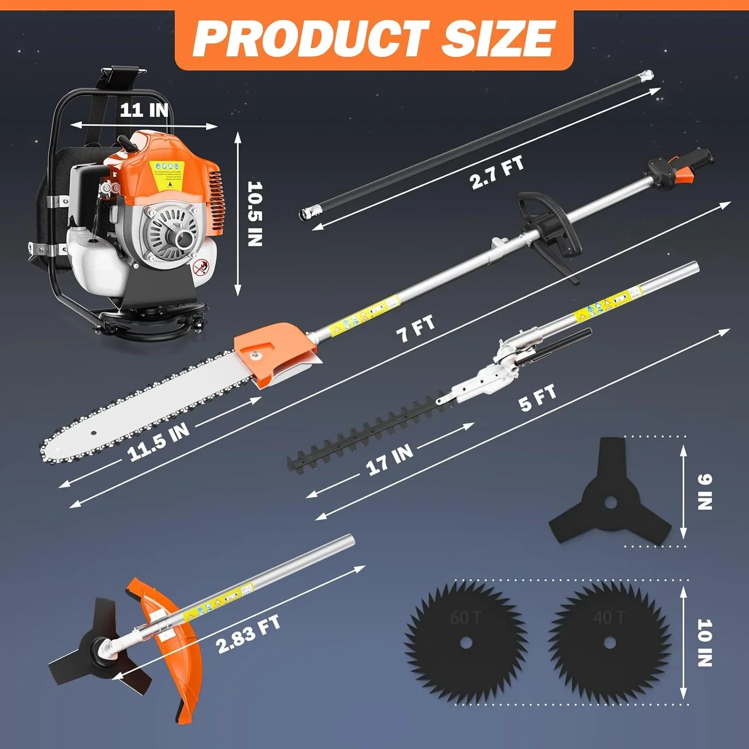 Zhixing 52CC 2-stroke 3-in-1 petrol lawn mower hedge trimmer, multifunctional garden pruning tool with weeder head + hedge blade, powerful lawn and tree trimmer, home gardening care machine