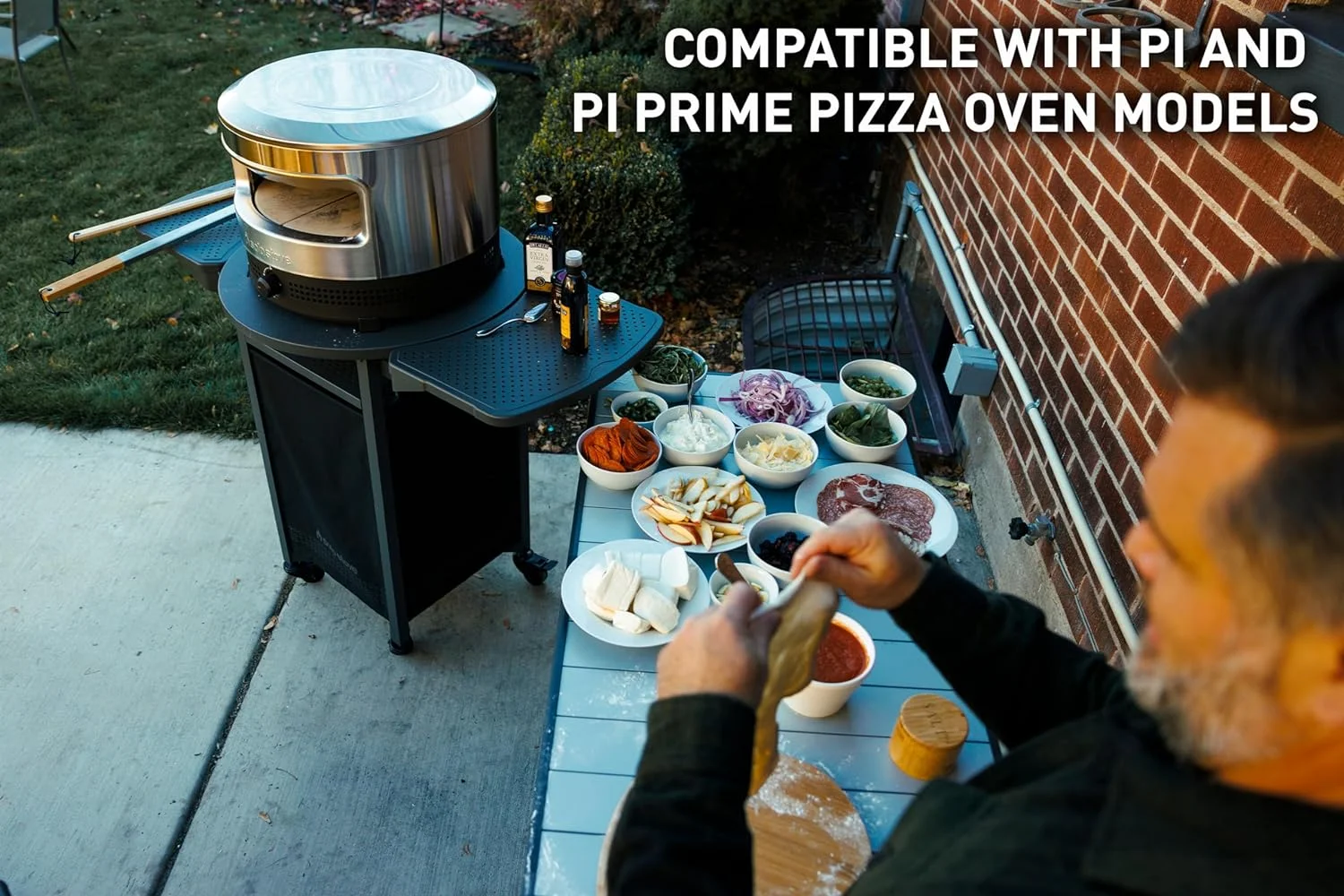 Pizza Oven Cart for Outdoor Pi Pizza Ovens | Portable Pizza Oven Table, Compatible with the entire Pi family, Locking Wheels, Foldable Shelves, Steel, Height: 35.75 in, Weight: 43 lbs - Image 5