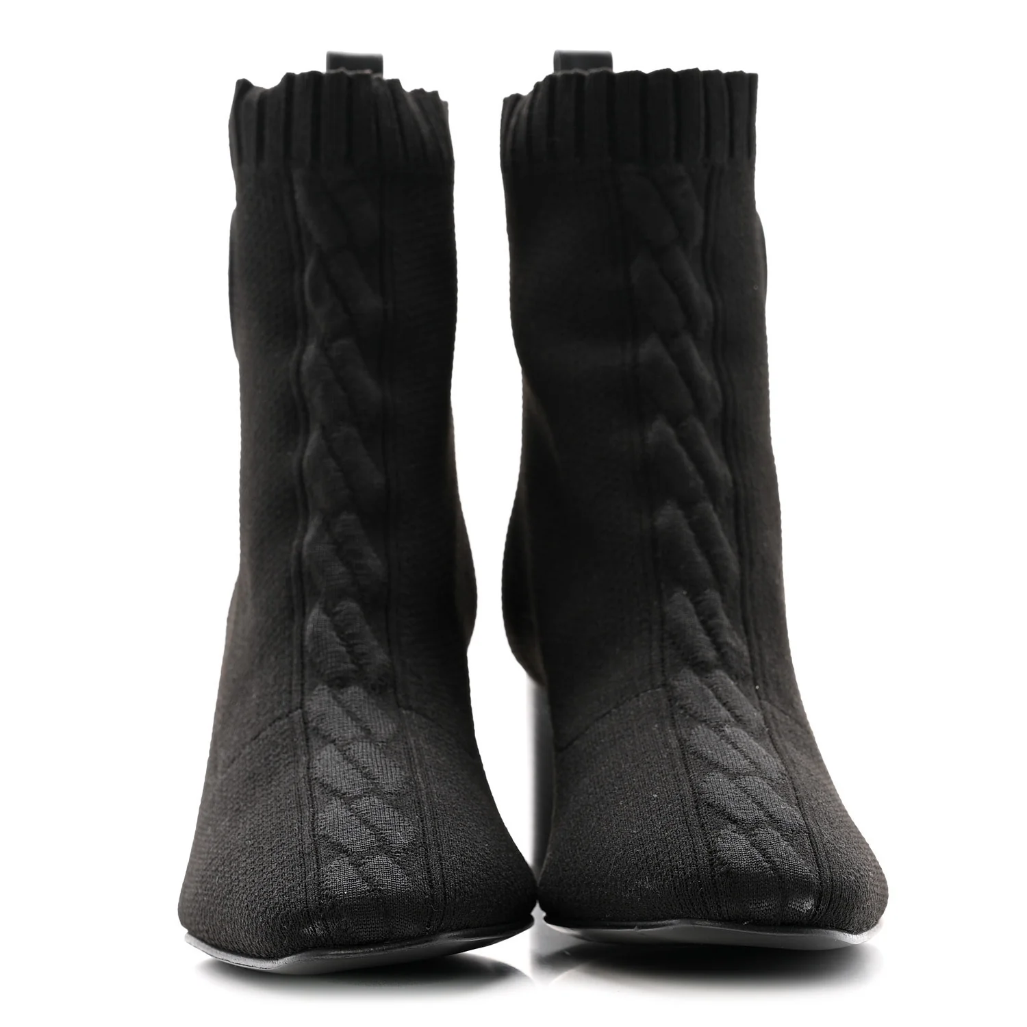 Knit Calfskin Volver 60 Ankle Boots 37 Black
