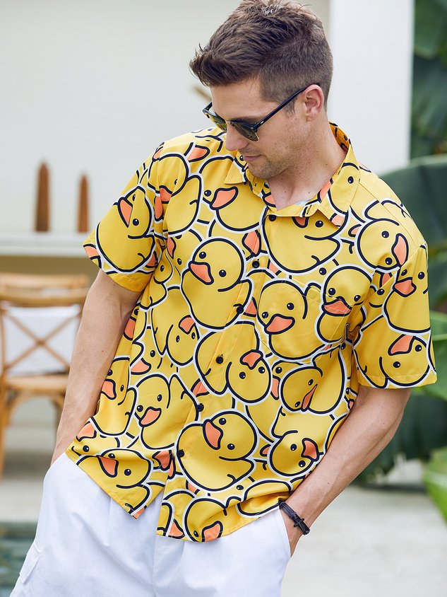 Chemise décontractée à manches courtes et poche poitrine Yellow Duck