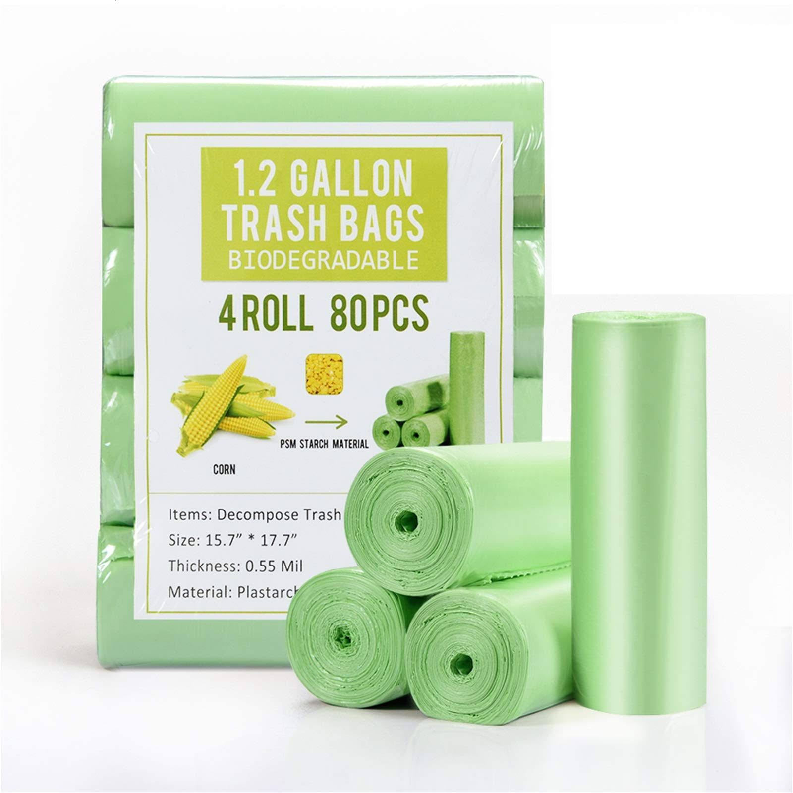 1.2 Gallon Small Garbage Bags Biodegradable 5 Liter Mini Compostable Strong Bathroom Trash Bags with Tear & Leak Resistant Recycling Eco-Friendly
