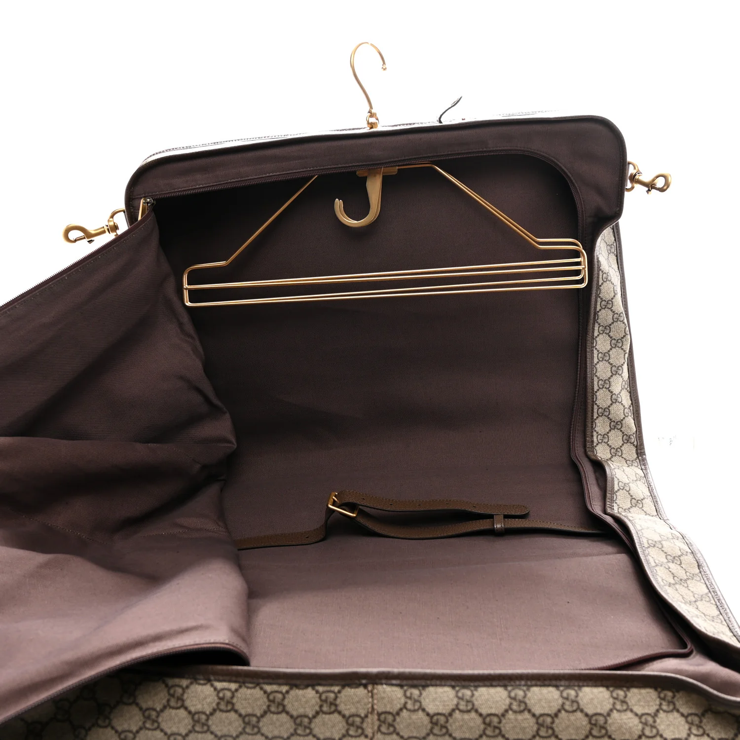 GG Supreme Monogram Textured Dollar Calfskin Web Ophidia Savoy Garment Bag Beige Ebony New Acero