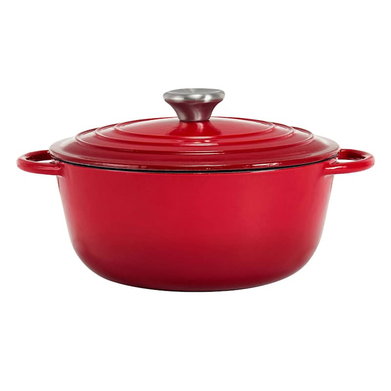 at Home 5-Quart Enameled Cast Iron Dutch Oven, Red