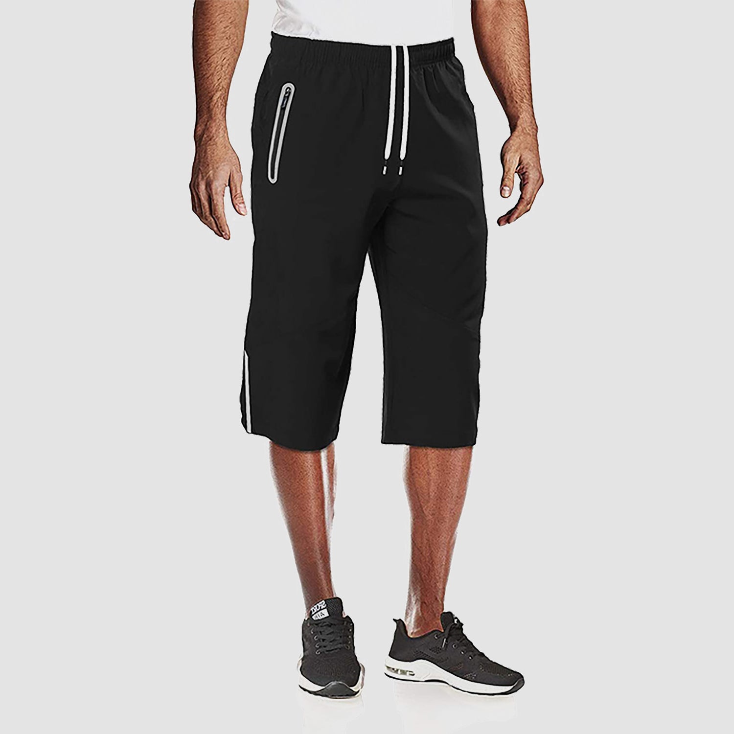 Men's Outdoor Hiking Summer Quick Dry Thin Breathable Ripstop Knee Shorts with Reflective Zipper Pockets