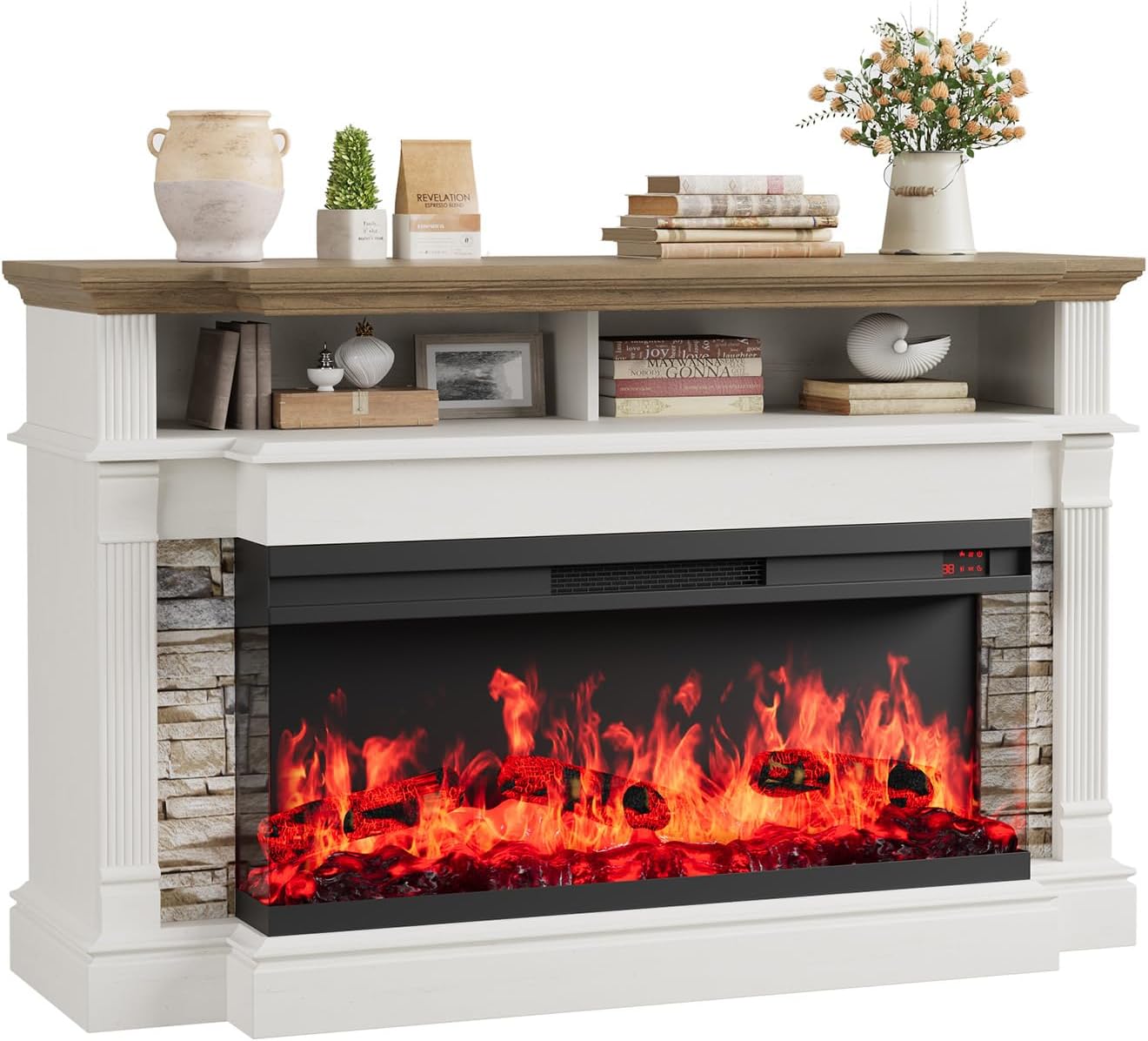 QUW Fireplace TV Stand for TVs up to 65