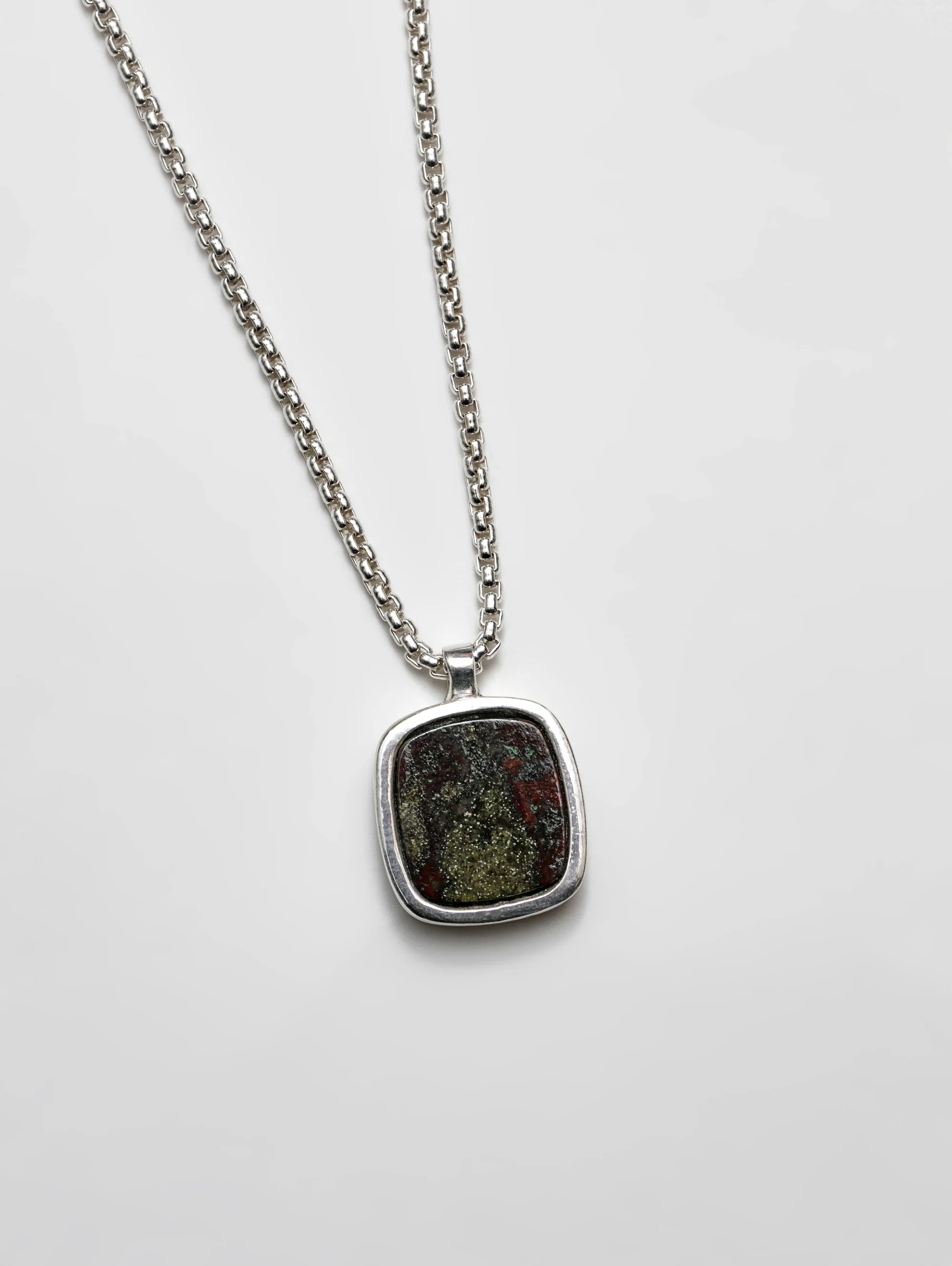 Wells Necklace in Dragon Jasper and Sterling Silver
