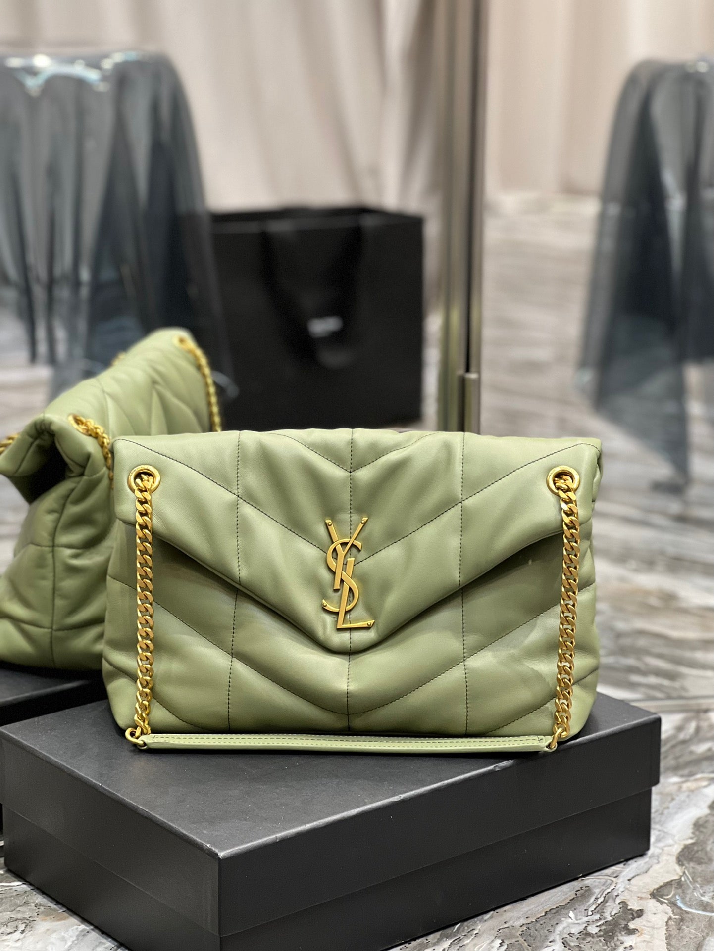 Y PUFFER MEDIUM BAG IN QUILTED LAMBSKIN