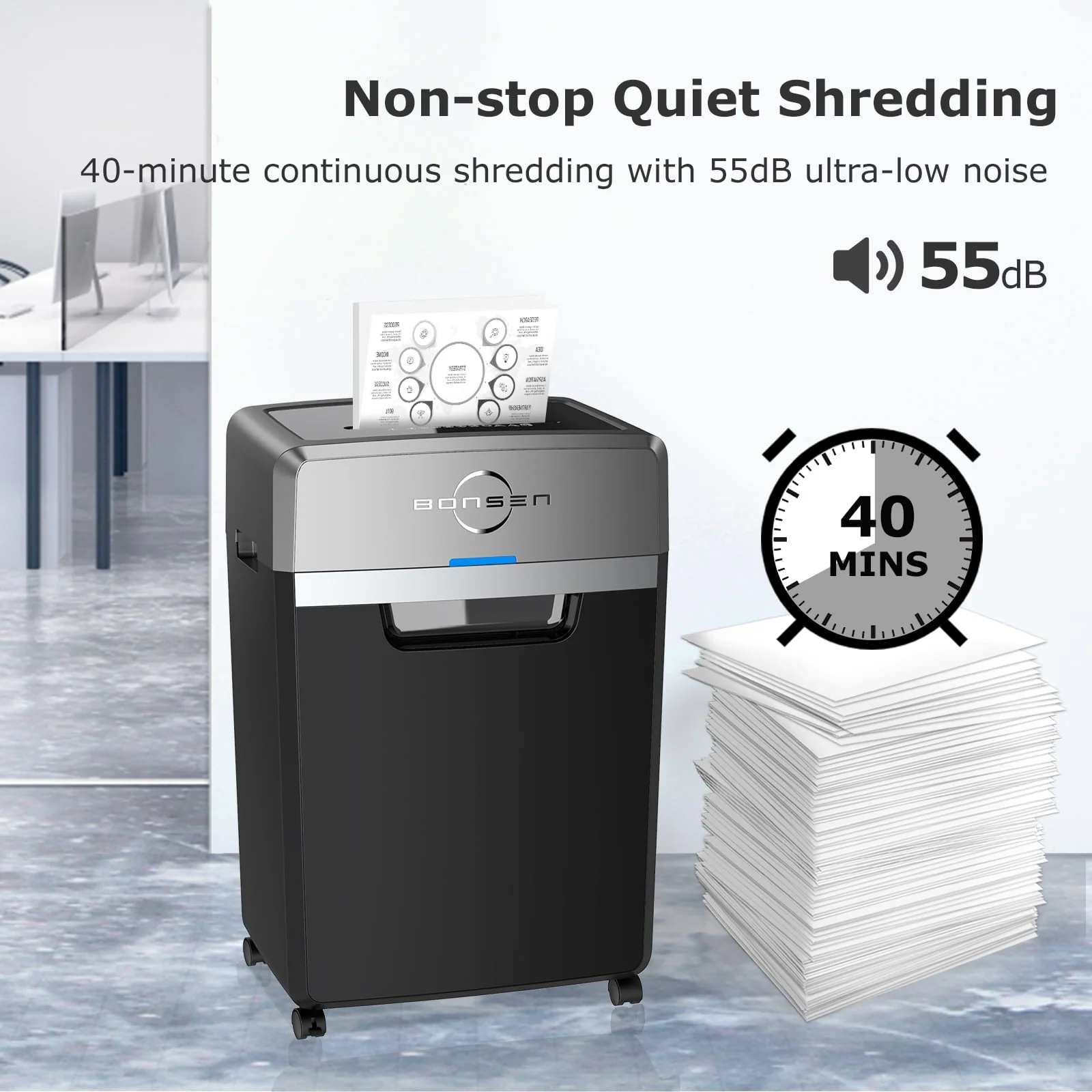 24 Sheet Heavy Duty Cross Cut Shredder for Office | Commercial Shredder with 9 Gallons Bin Image 8