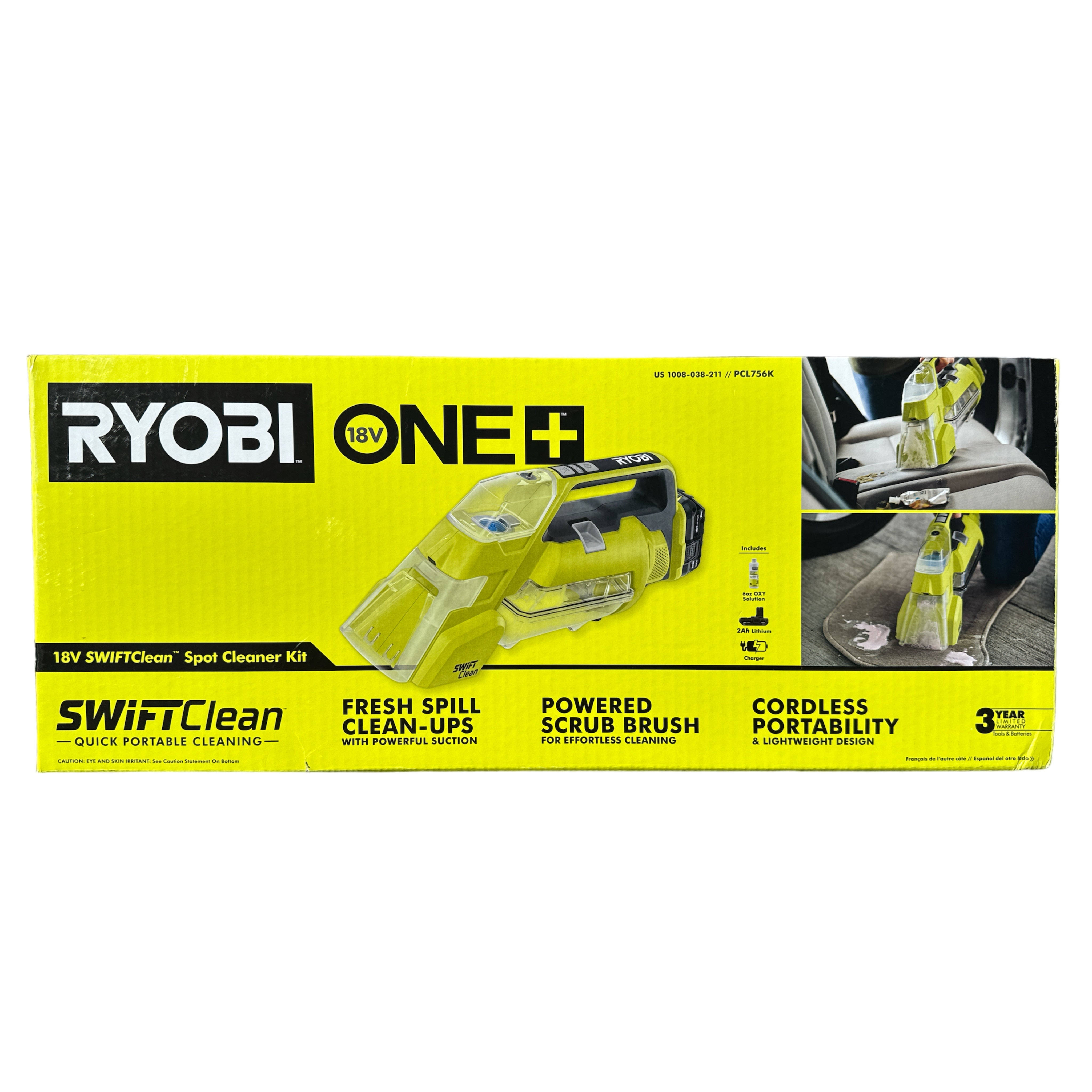 Ryobi ONE+ 18V Cordless SWIFTClean Spot Cleaner Kit with 2.0 Ah Battery and Charger