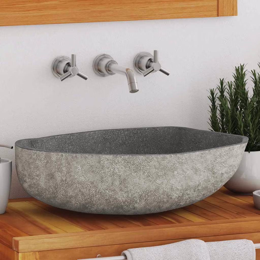 Bathroom Basin, Vessel Sink, Easy Assembly, (17.7"-20.9")x(13.4"-16.1")x4.5" River Stone(18.1"-20.5")