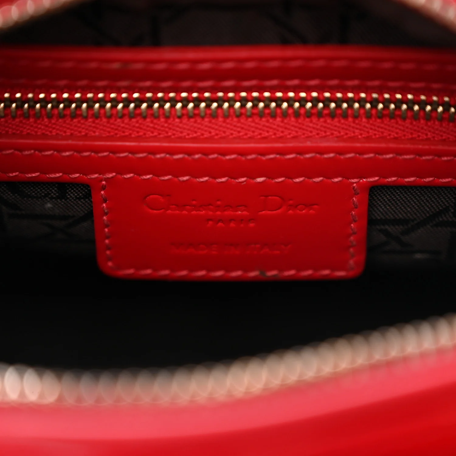 Patent Cannage Medium Lady Dior Red