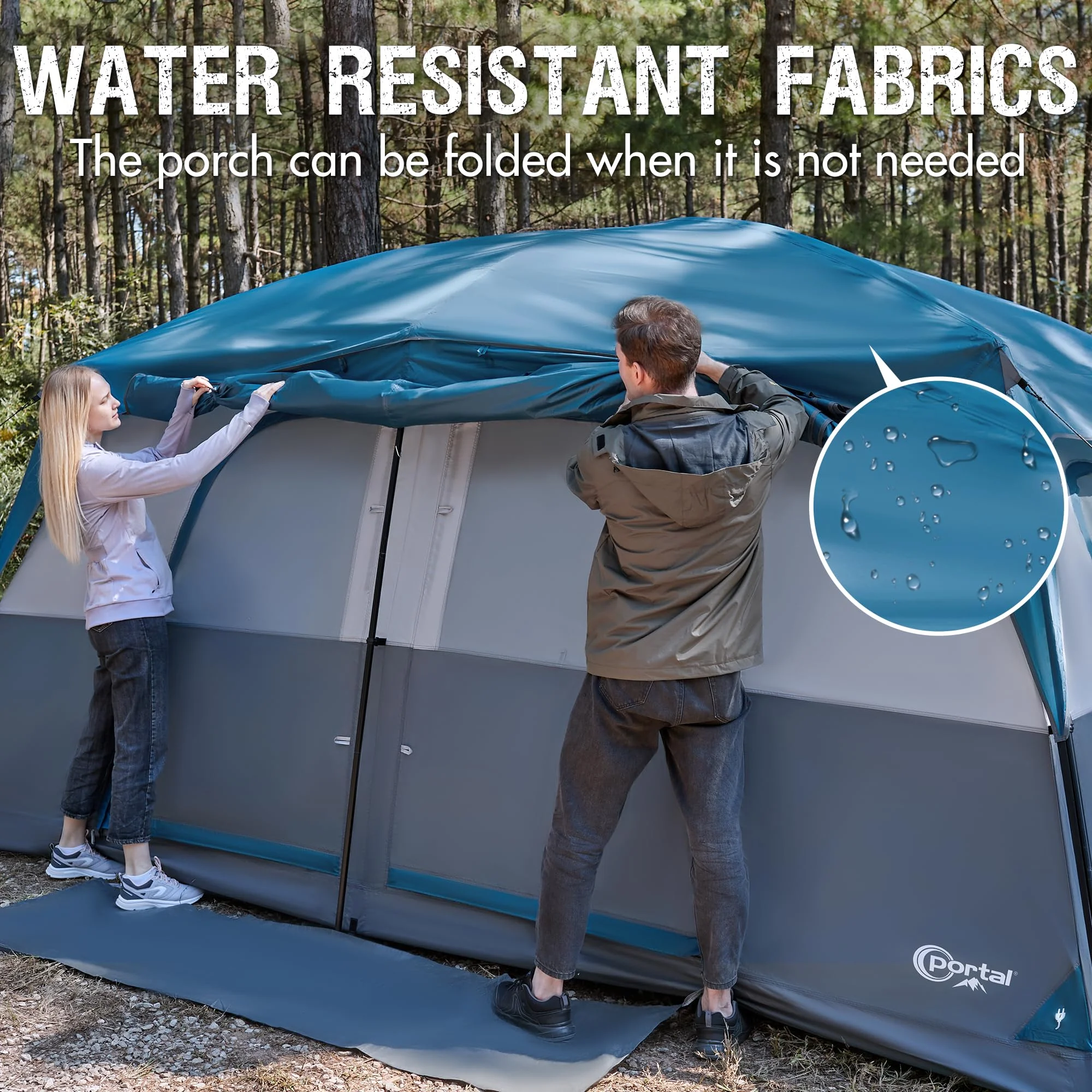 Family Camping Tent for 6/8/10 People with Porch Tall Height Good Ventilation Water Resistant Ideal for Outdoor Camping Backyard - Image 7