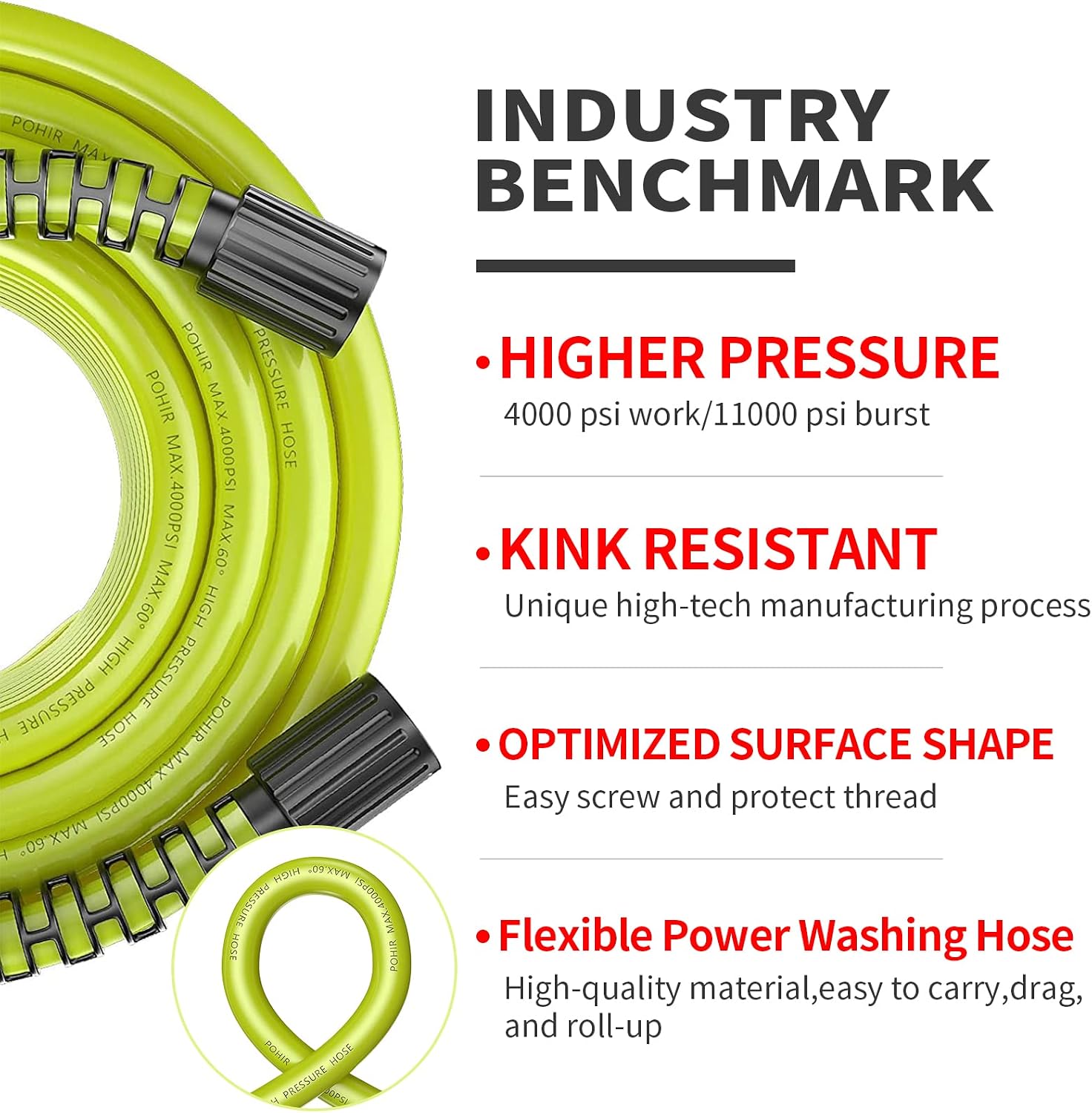 Pressure Washer Gun and Hose 3600 PSI, 3/8