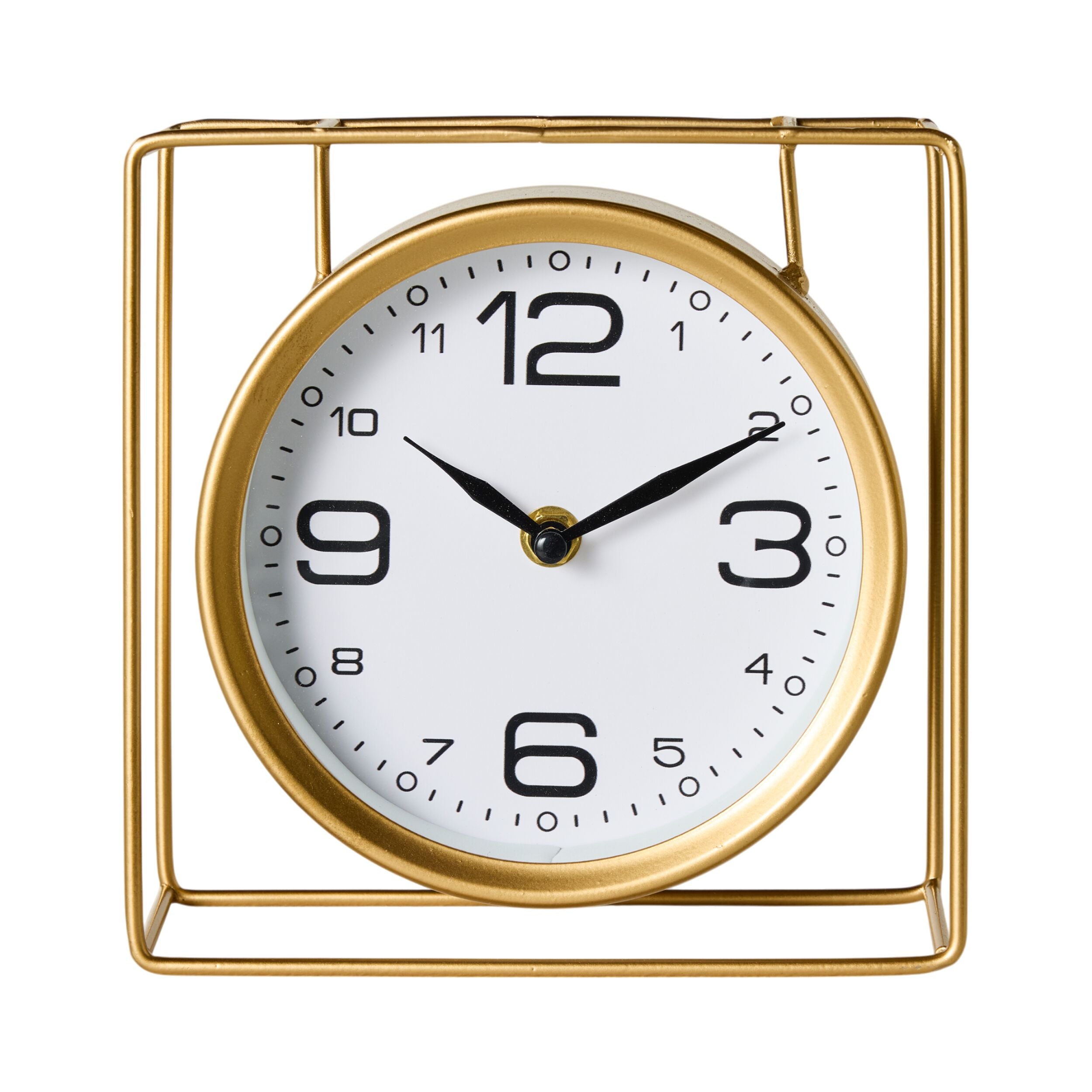 Caged Mantel Clock Gold 18x18x7cm