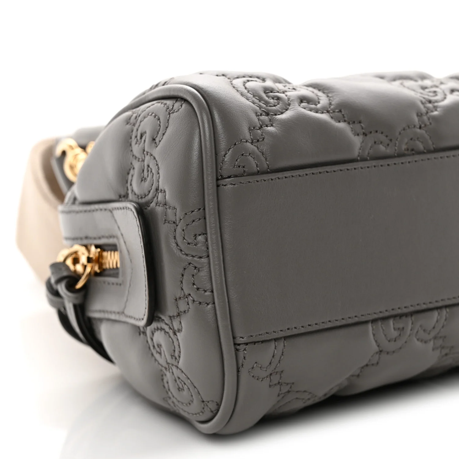 Calfskin GG Matelasse Mini Bowler Bag Dusty Grey Natural