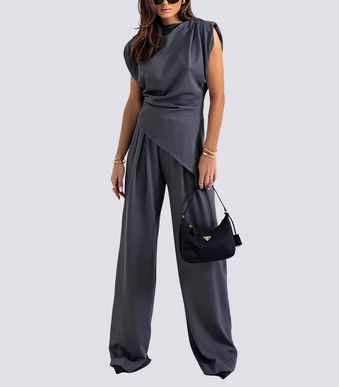 Fannie - Ensemble Asymétrique Sans Manches 2 Pièces
