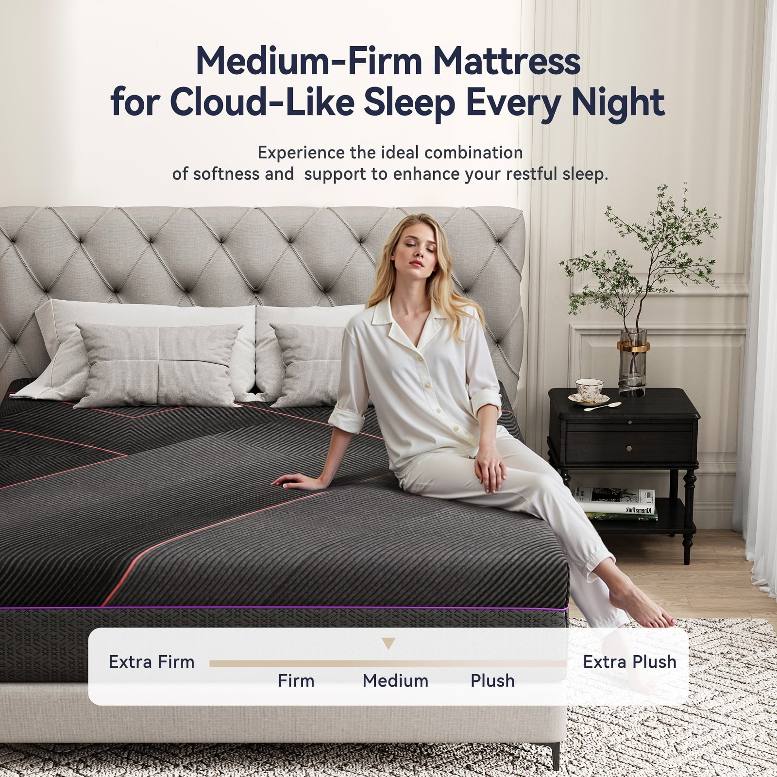 Full Size Mattress, 12 inch Memory Foam Mattress in a Box, Medium Firm Mattress Full Size with Upgrade 7-Zone Support, Motion Isolation CertiPUR-US for Pressure Relief, Black(Full/Black) - Image 9