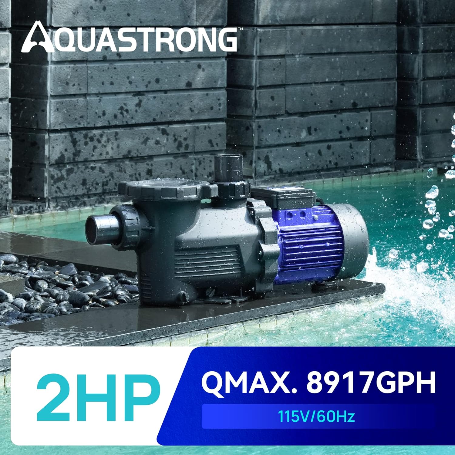 Aquastrong in Above Ground Pool Pump High Flow with Timer 2HP 8917 Gph 220V