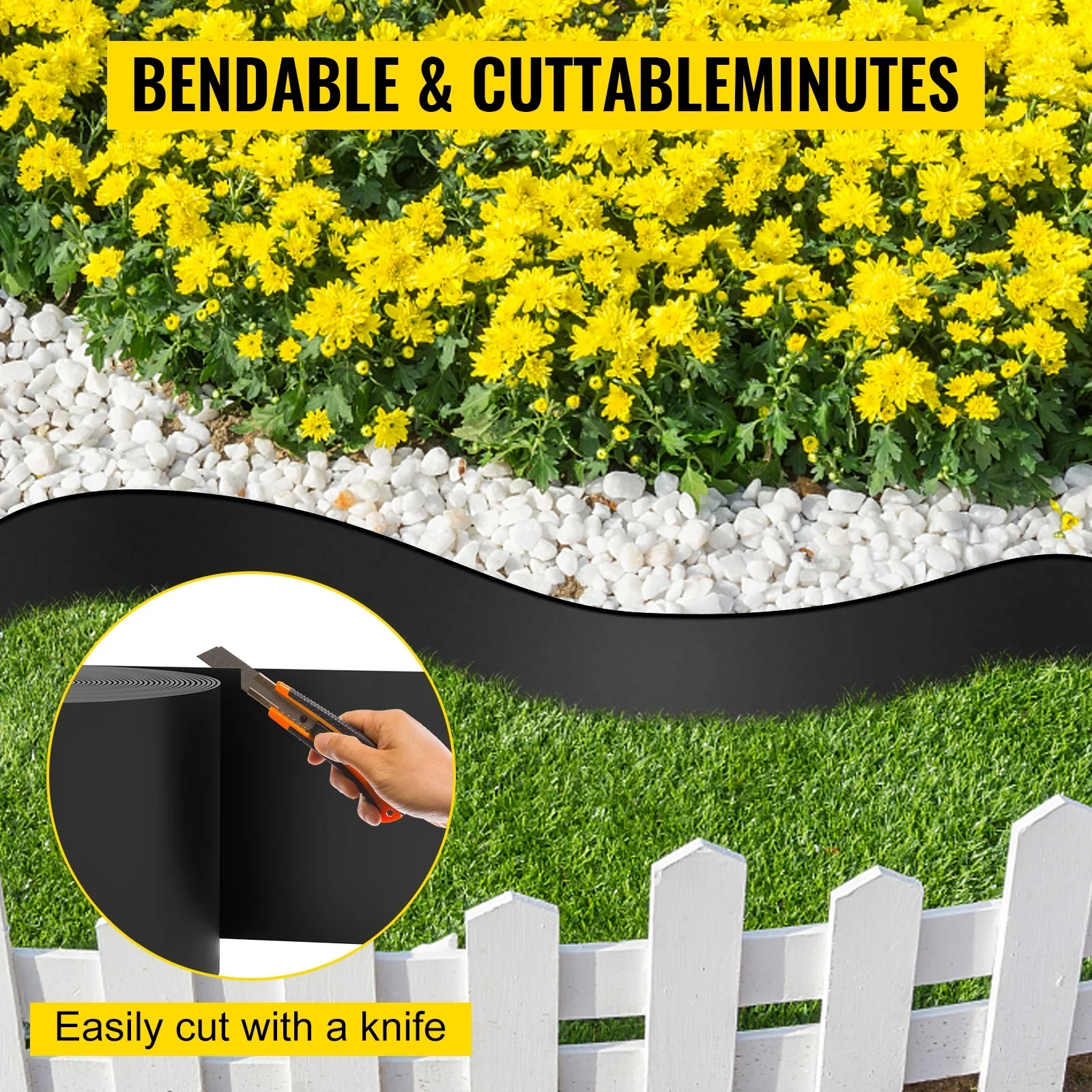 BENTISM Landscape Edging Terrace Board 80 ft Length 10 inch Depth Lawn Garden