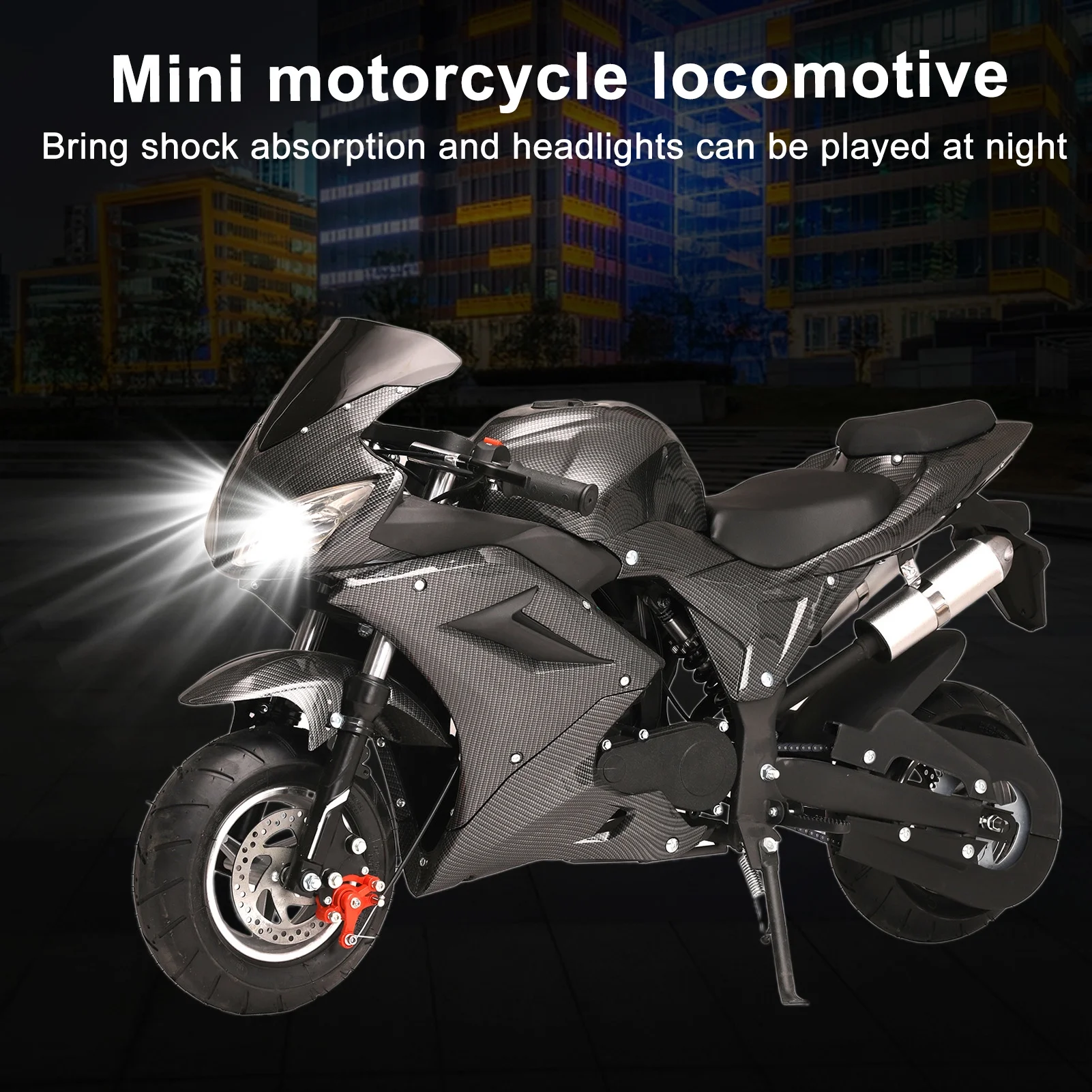 Kids Dirt Bike, 49cc 2-Stroke Gas Power Motorcycle Off Road Mini Motorcycle Children Pocket Motocross with Front Rear Disc Brakes and Dual Headlights Racing Max Speed 25MPH(Black) - Image 3