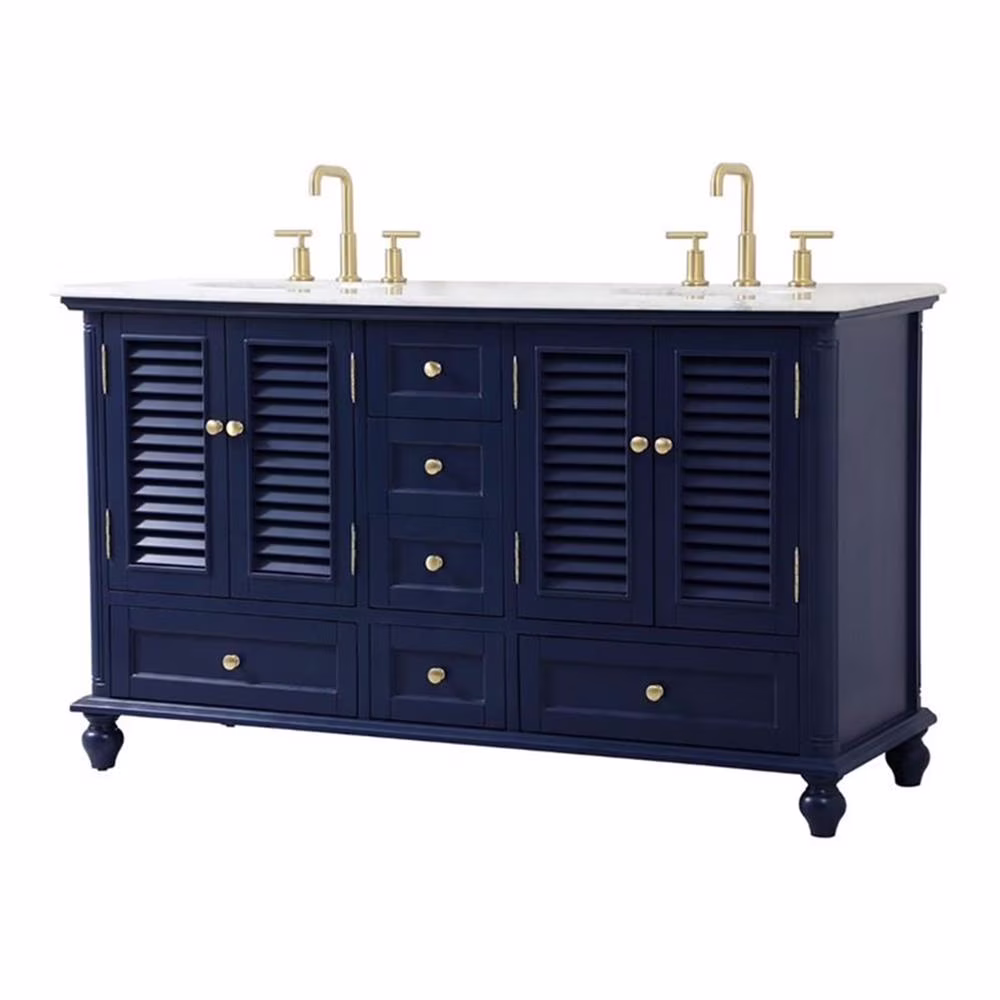 60 inch Double Bathroom Vanity in Antique White(Antique White) - Image 3