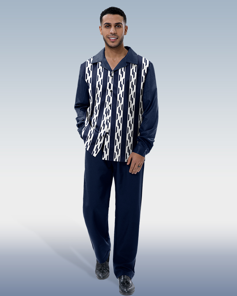 Chemise décontractée bleu marine à manches longues, tenue de marche
