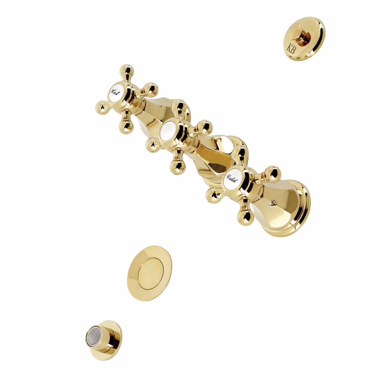 Kingston Brass KB320BX Metropolitan Three-Handle Bidet Faucet with Brass Pop-Up, Matte Black