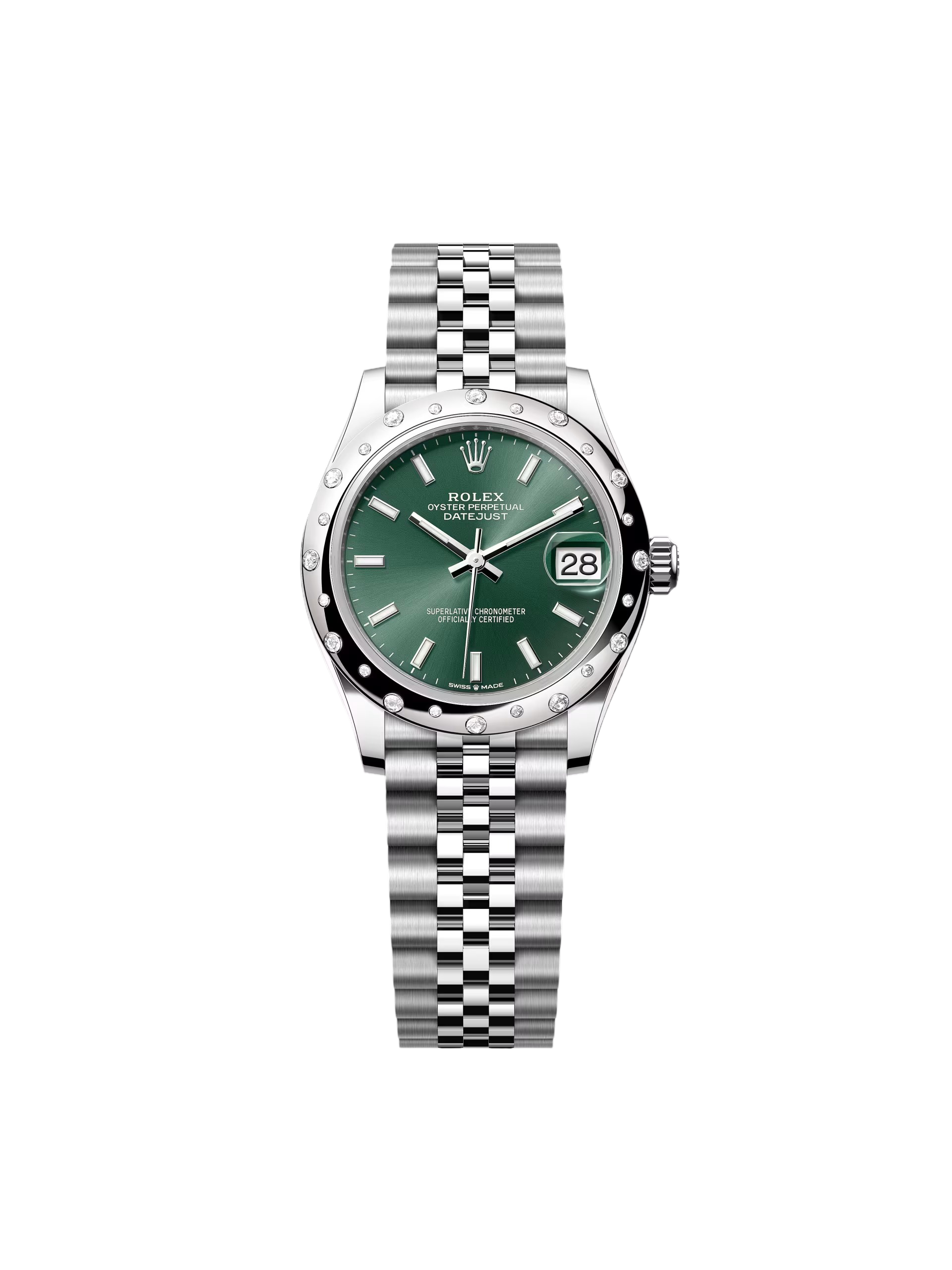 【Super Clone】RLX Datejust m278344-0019/0020 Mint Green Dial 31mm Domed Diamond Oyster Watch