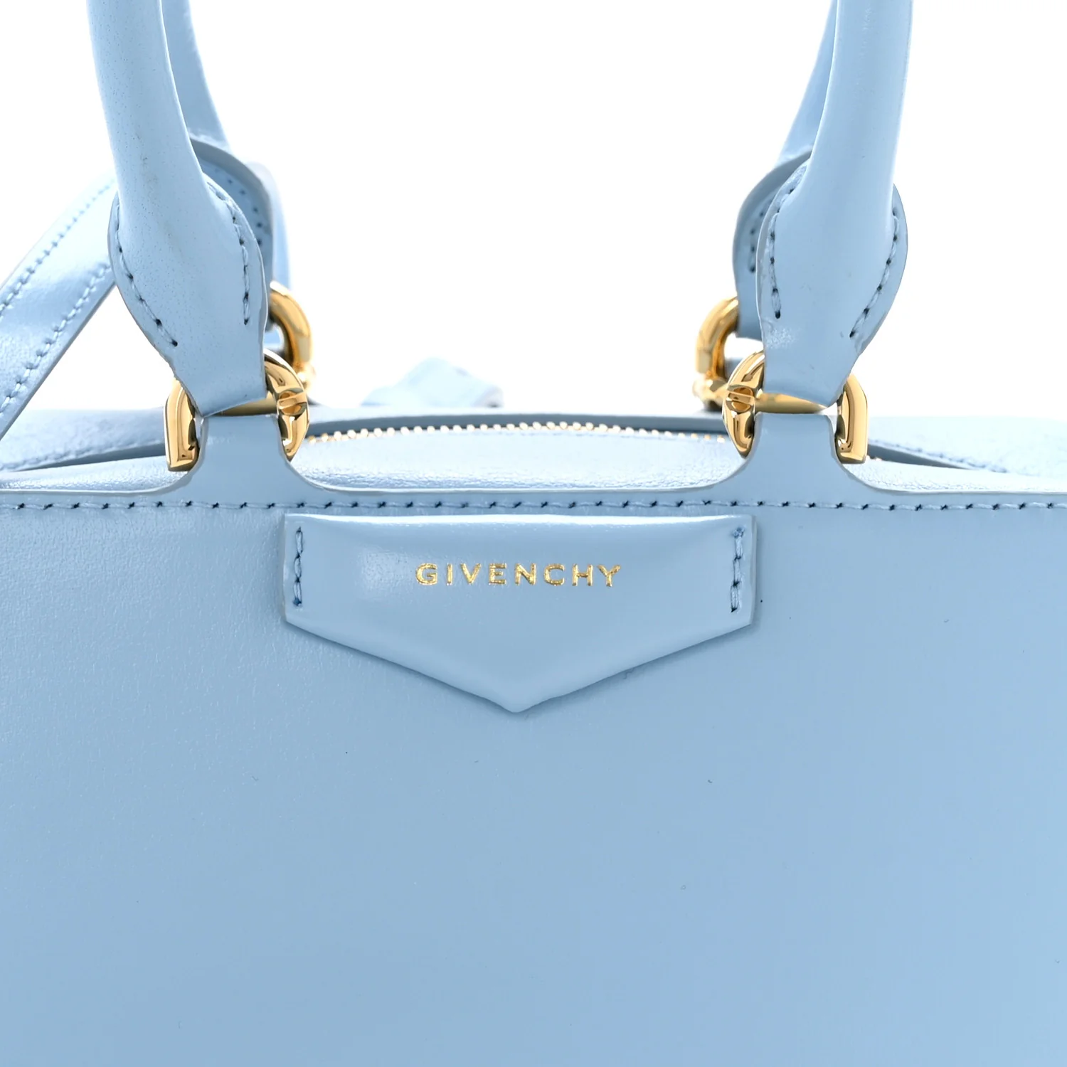 Box Calfskin East West Mini Antigona Light Blue