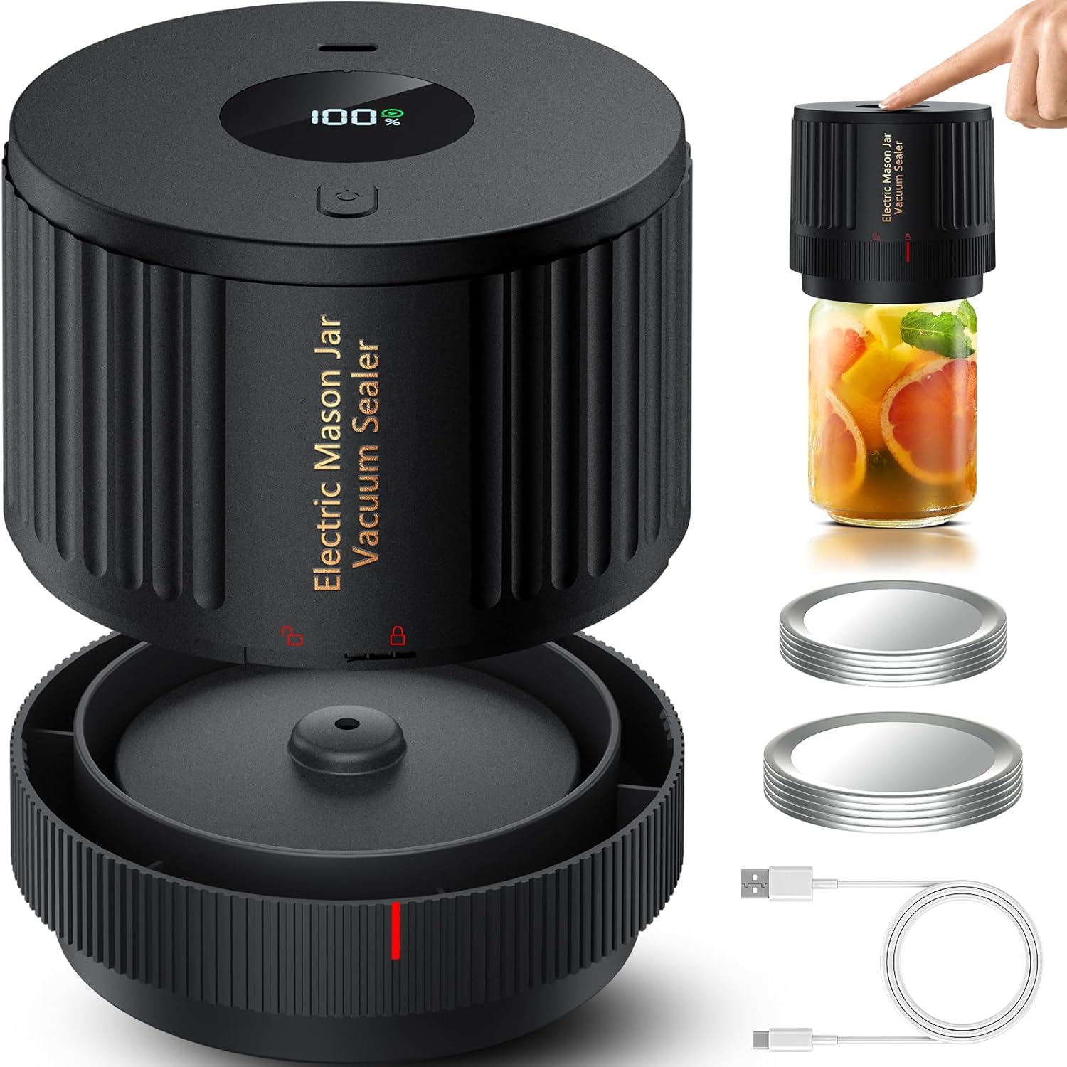 LOVE MOMENT Electric Mason Jar Vacuum Sealer Kit| for Wide Mouth and Regular Mouth Mason Jar