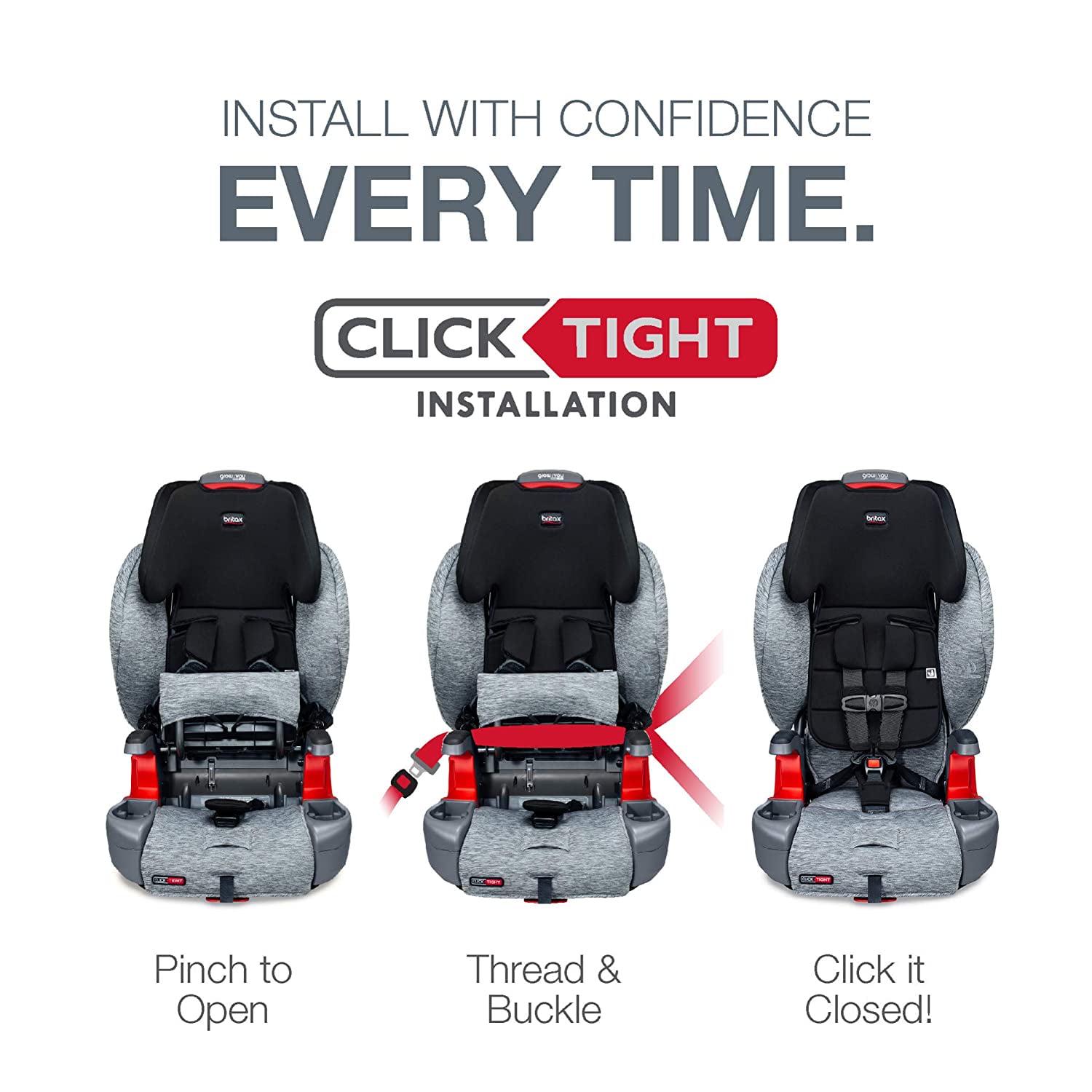 Britax Grow with You Clicktight Harness - 2 - Booster Car Seat. 2 - in - 1 High Back Booster. Cool Flow Grey