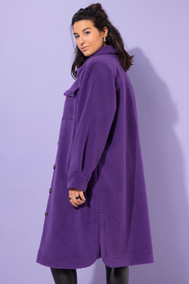 Purple Oversized Teddy Fleece Coat