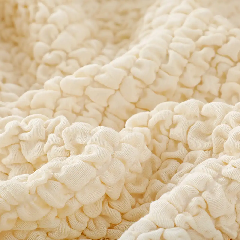 Cream Style Seersucker Breathable Stretchy Full-Coverage Magic Armchair Cover