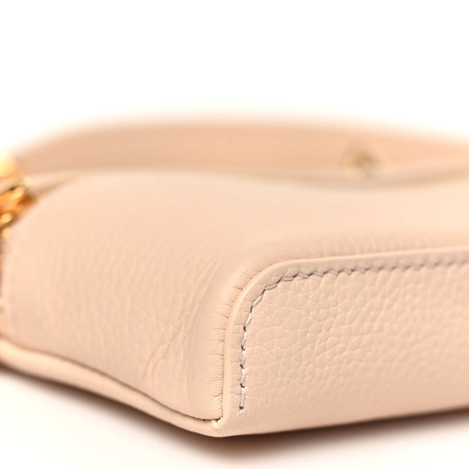 Grained Calfskin Extra Pocket Mini Pouch Creamed Honey