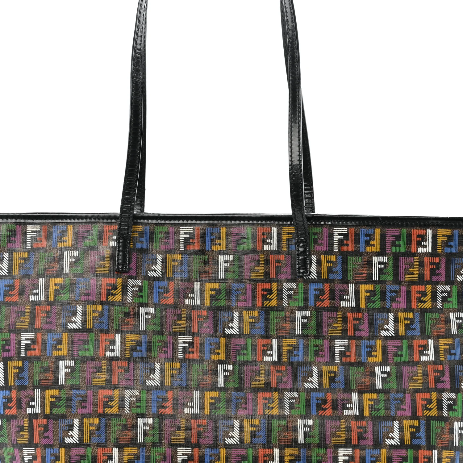 Zucca Spalmati Patent Zucchino Screen Print Medium Roll Tote Tobacco Multicolor Black